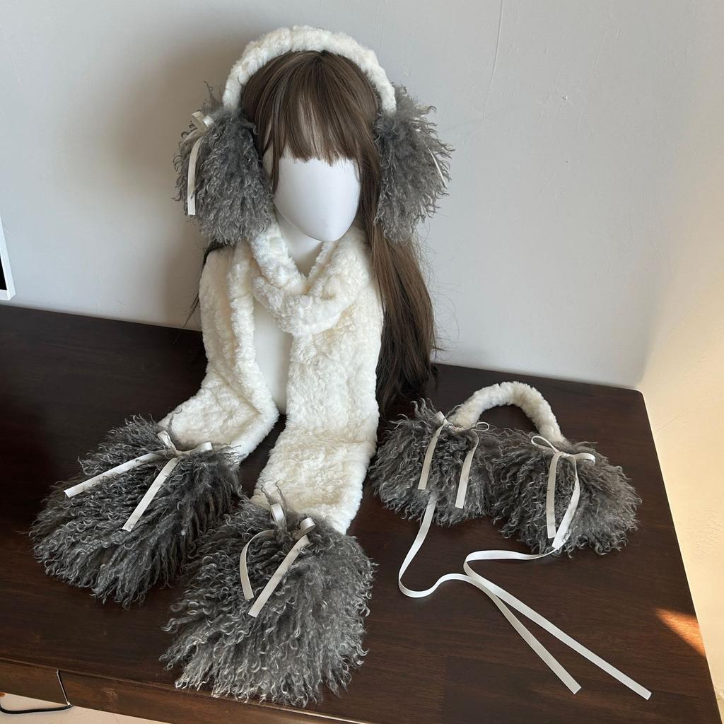 Bowknot Plush Ear Muffs for Cold Weather Fashion Ear Protective Ear Warmers Thick Furry Ear Muff for Women Skiing Hiking