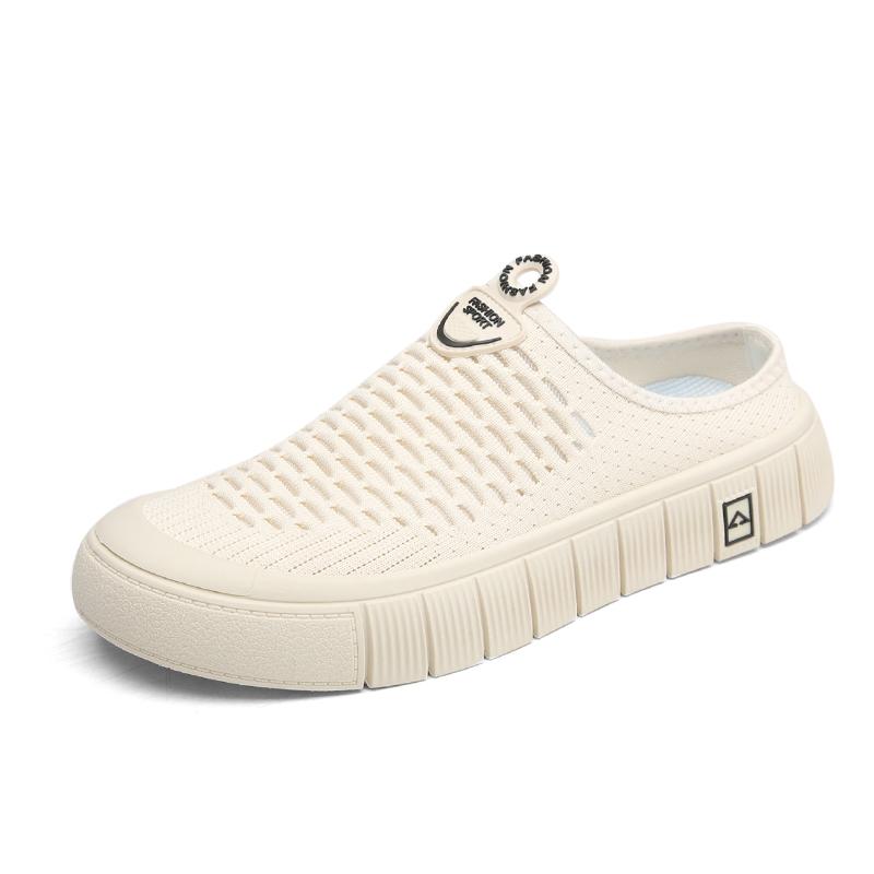 Slip-On Open Back Sandals for Men and Women - Breathable Mesh Summer Slide Shoes with Flat Sole, Lightweight Outdoor Casual Wear