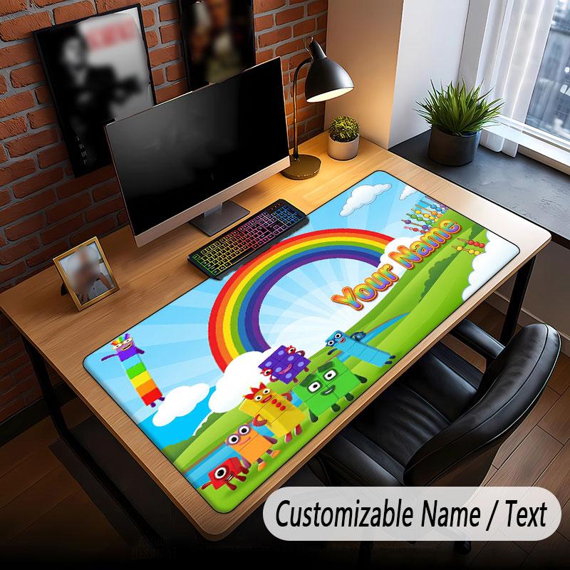 Custom Name Text Big Mouse Pad,Numberblocks Soft Non Slip Extended Desk Mat For Home Office