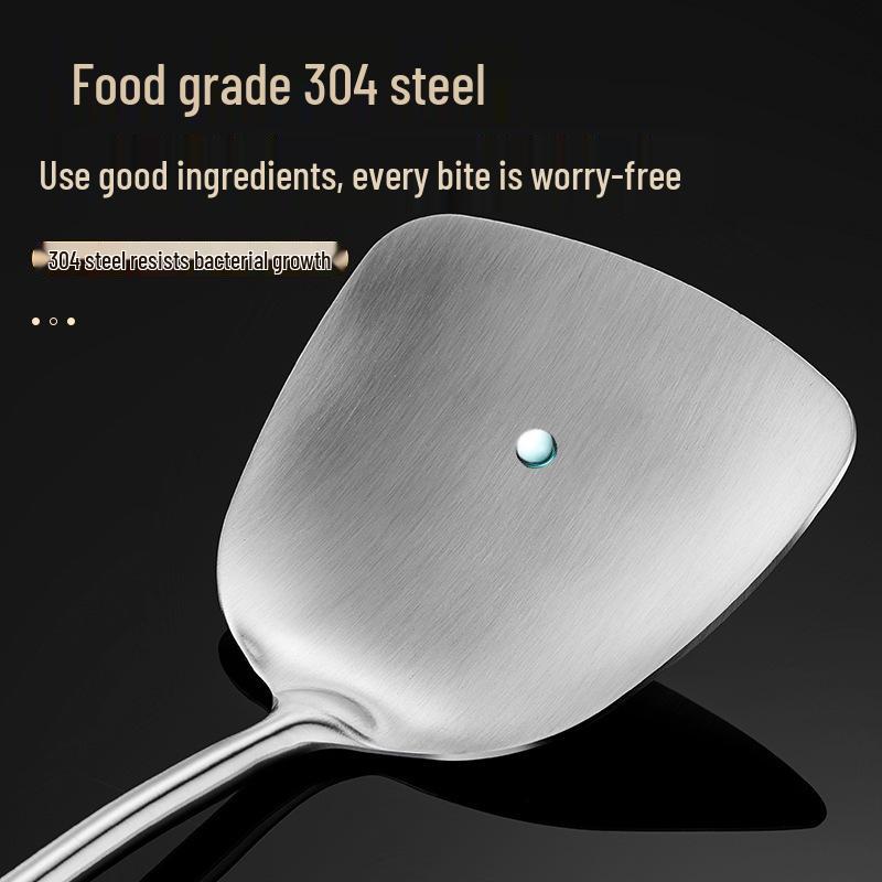 304 Stainless Steel & Pear Wood Kitchen Utensil Set - Stir-Fry Spatula, Skimmer, Frying Spatula, Rice Spoon.