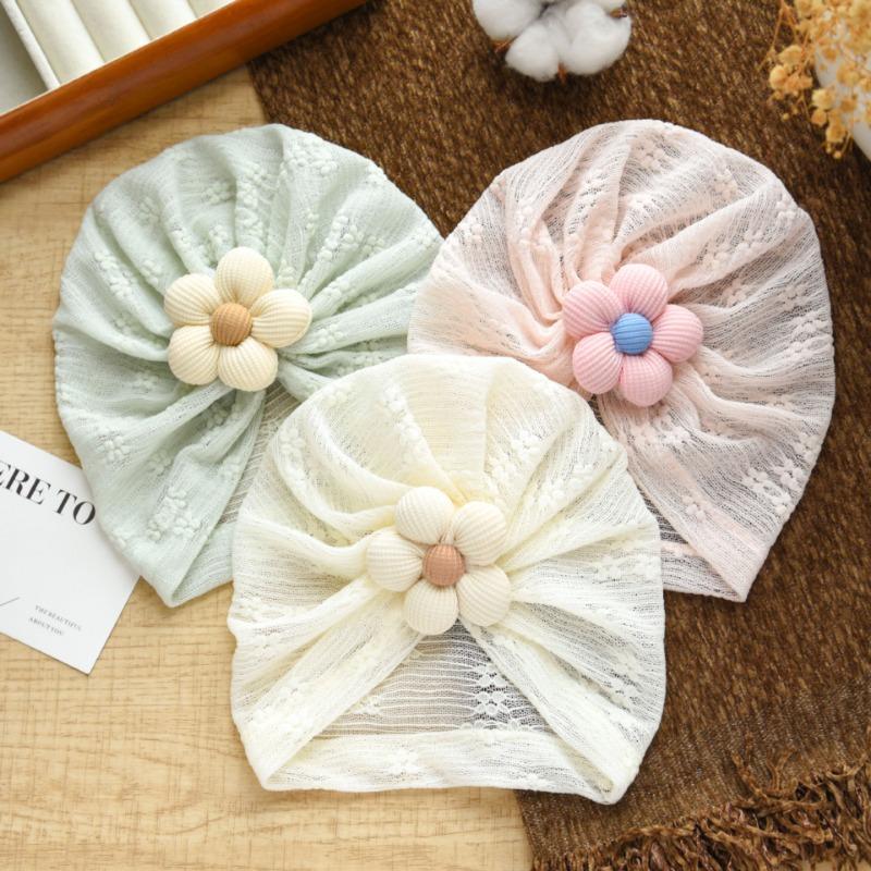 New Children's Head Jewelry Baby Breathable Mesh Hat Baby Five-petal Flower Sweet Fetal Hat Batch