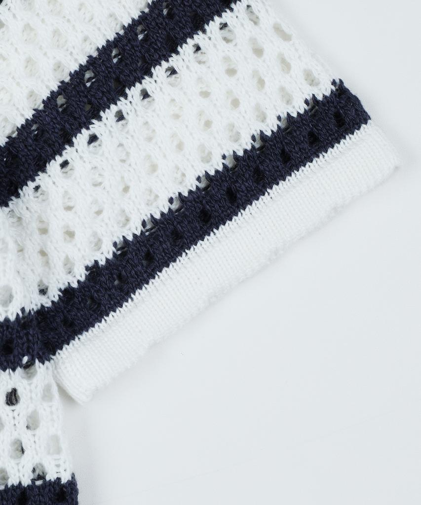HARDCORE HAPPINESS Signature Stripe Crop Knit_Navy