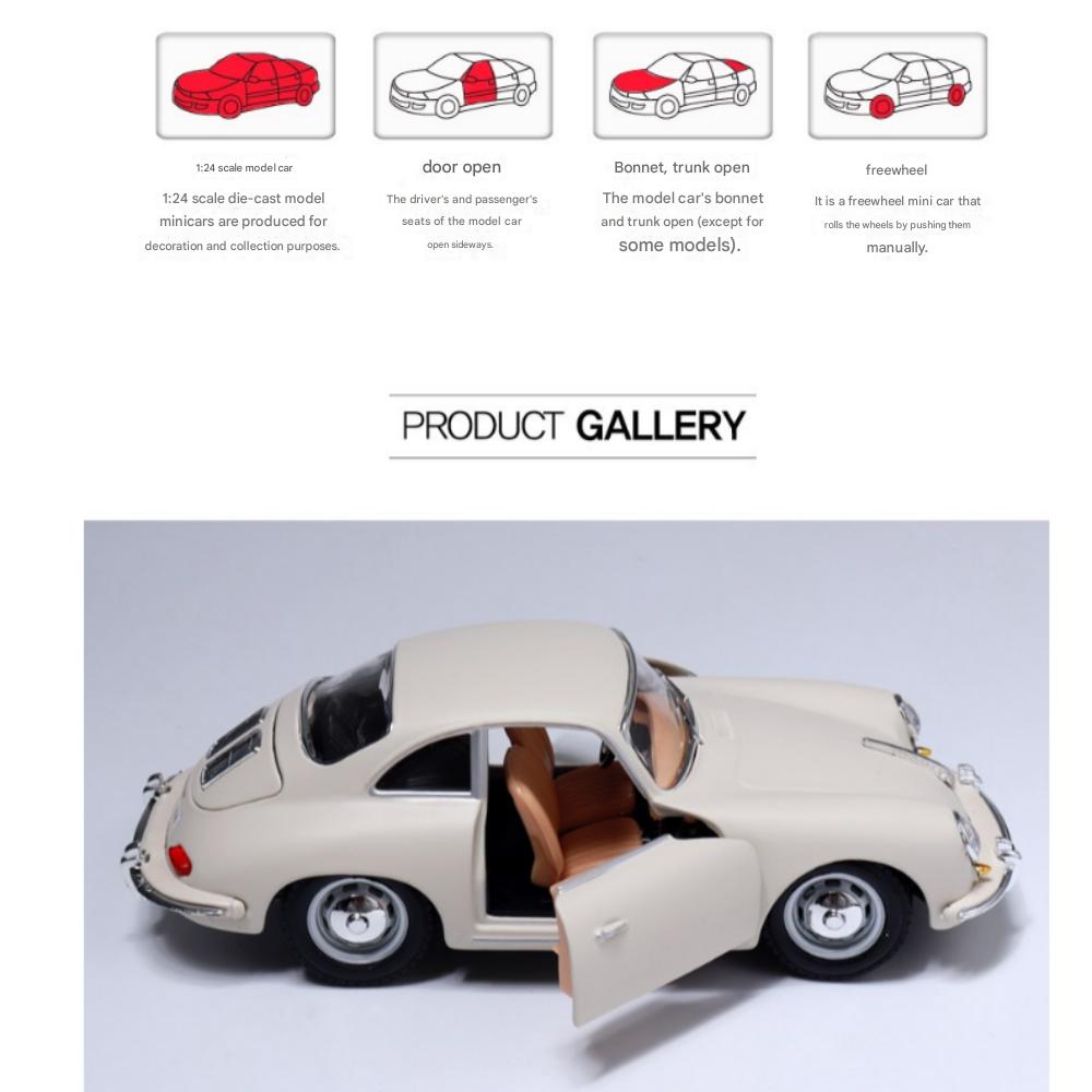 Brago 1:24 Porsche 356B COUPE 1961 Die-Cast Modellauto, Elfenbein, 1 Stück