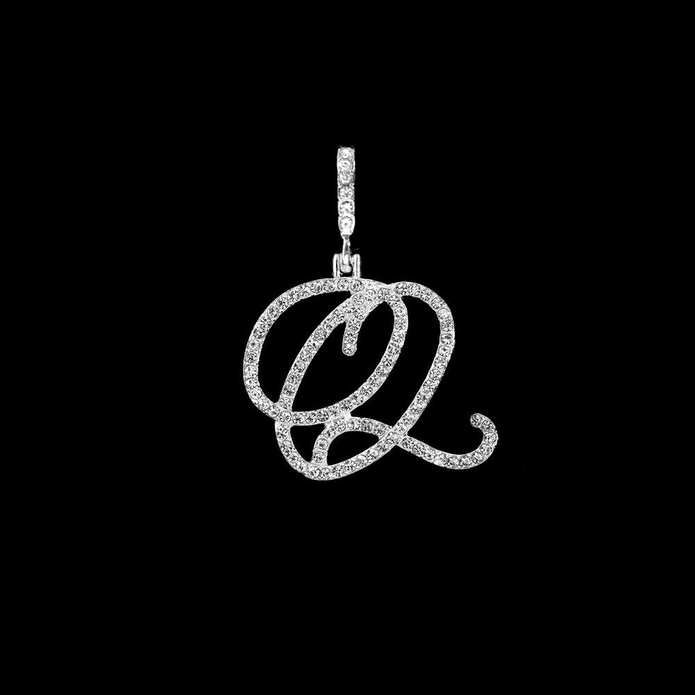 Collana Pendente Lettera Iniziale Z in Corsivo con Zirconi alla Moda per Donna Collana con Cordino Alfabeto in Cristallo Lucido Gioielli Hip Hop