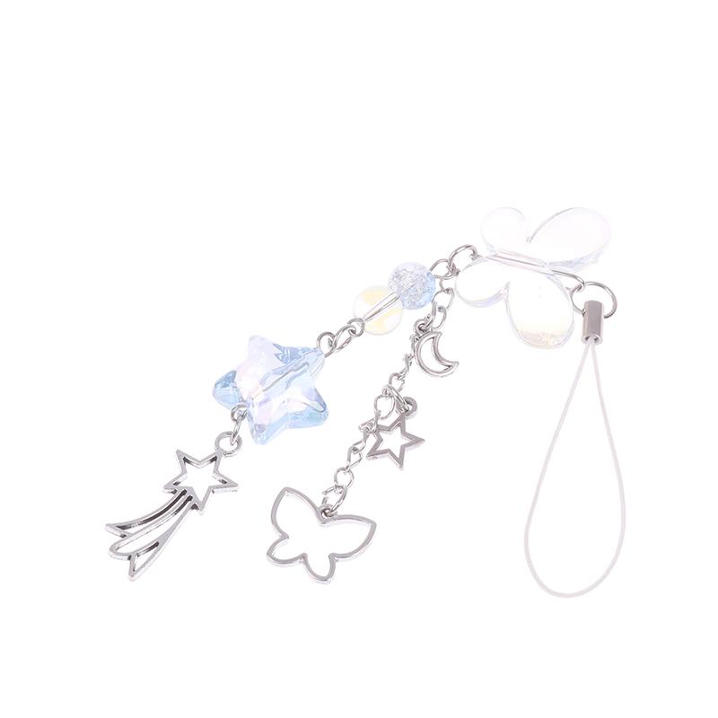 Y2K Cute Butterfly Star Phone Chain Anti-loss Charm Strap Keychain Lanyard Pendant INS Bag Camera Decoration