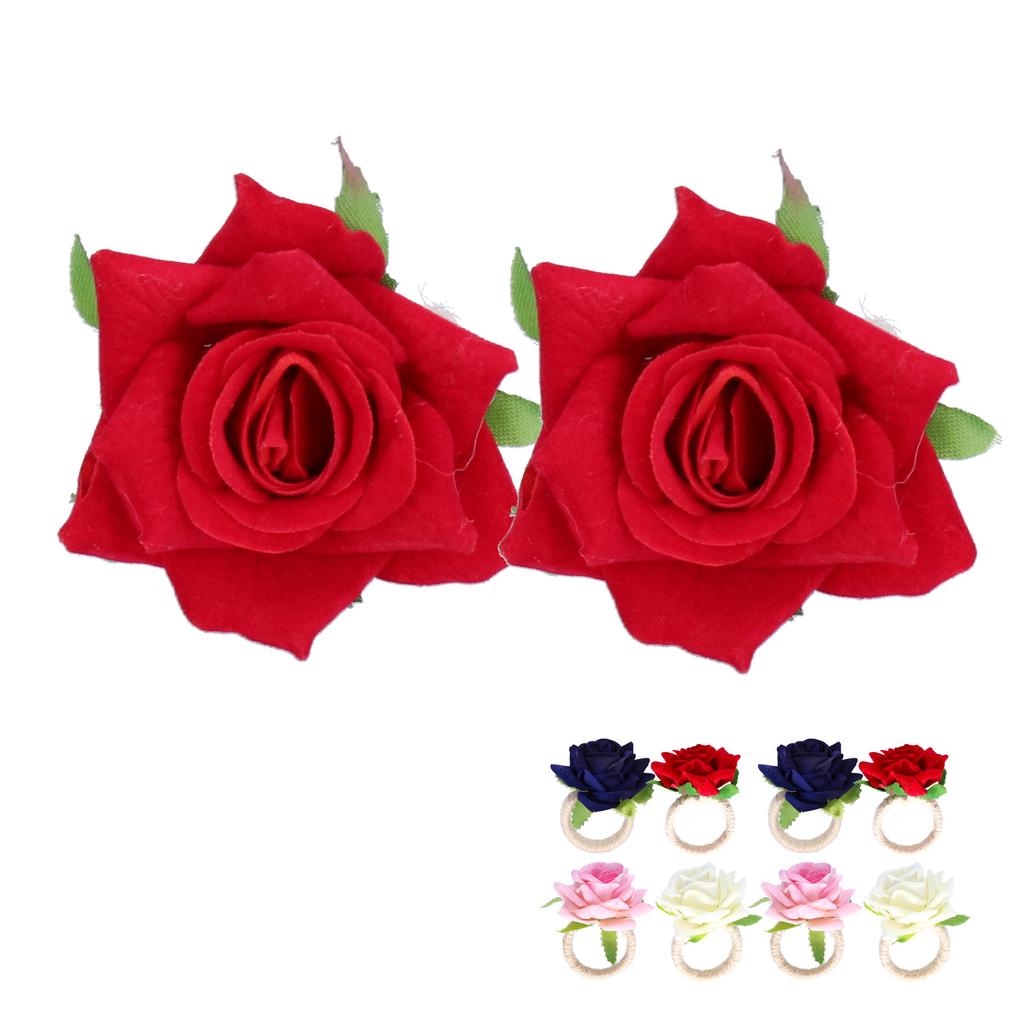 2PCS/Bag Simulation Flower Napkin Rings Modern Napkin Holder Table Decorations for Wedding