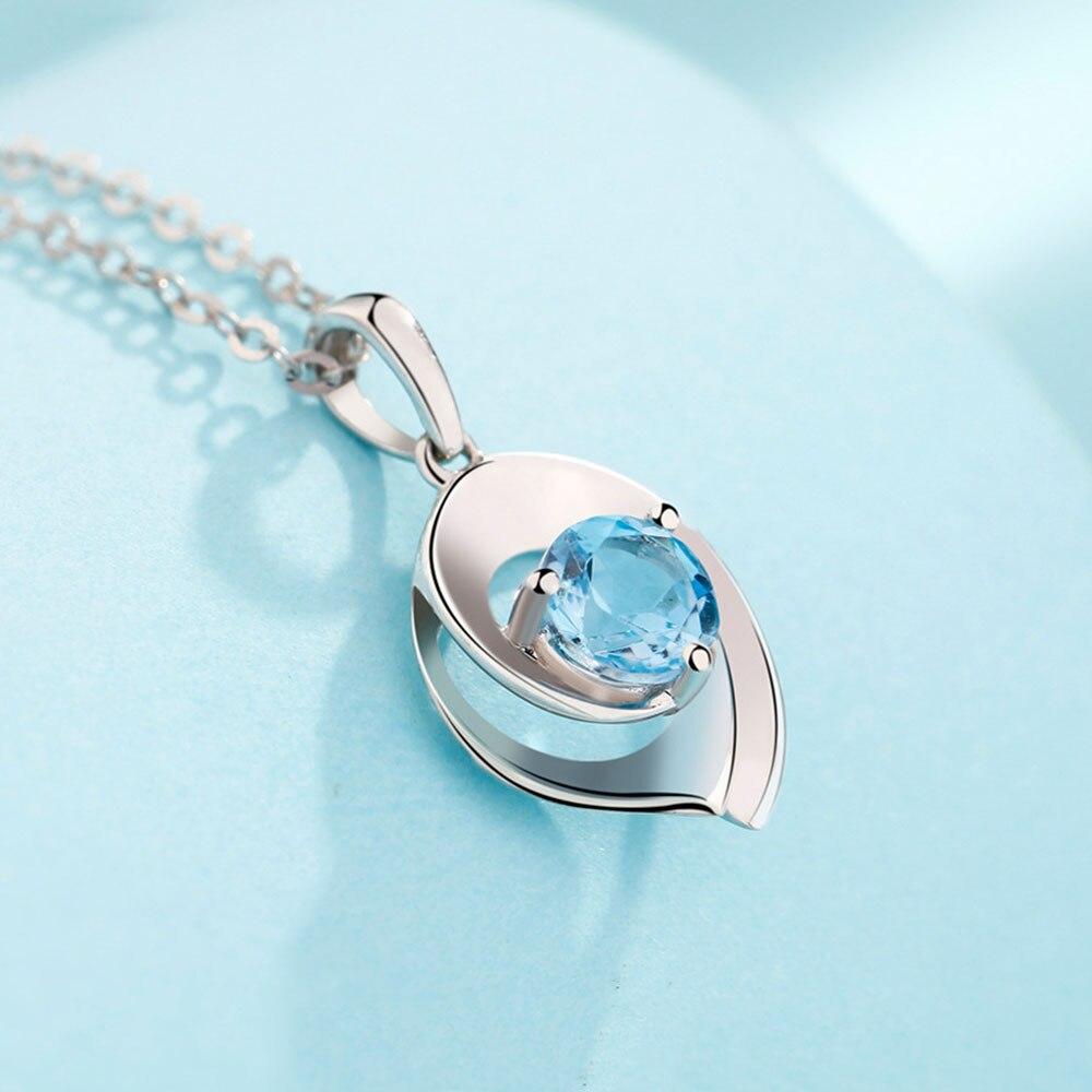 New 925 Sterling Silver Women Necklace Fashion Beautiful Blue Pink Zircon Flowers Pendants Clavicle Chain Jewelry Gift