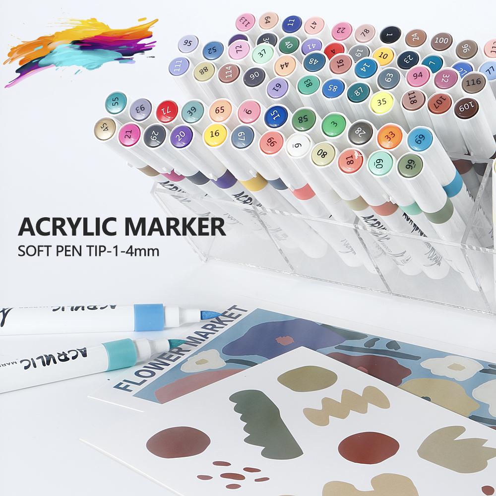 12-120 Acrylic Marker, Brush Acrylic Paint Pens for Art Supplies Fabric Paint Stone Glass Ceramic Wood Rock Christmas Card