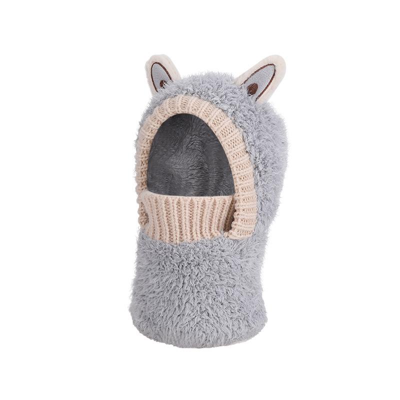 Kinderhut Cartoon Schal Integrierte Strickmütze Winter Outdoor Plüsch Warme Ohrenschutzkappe