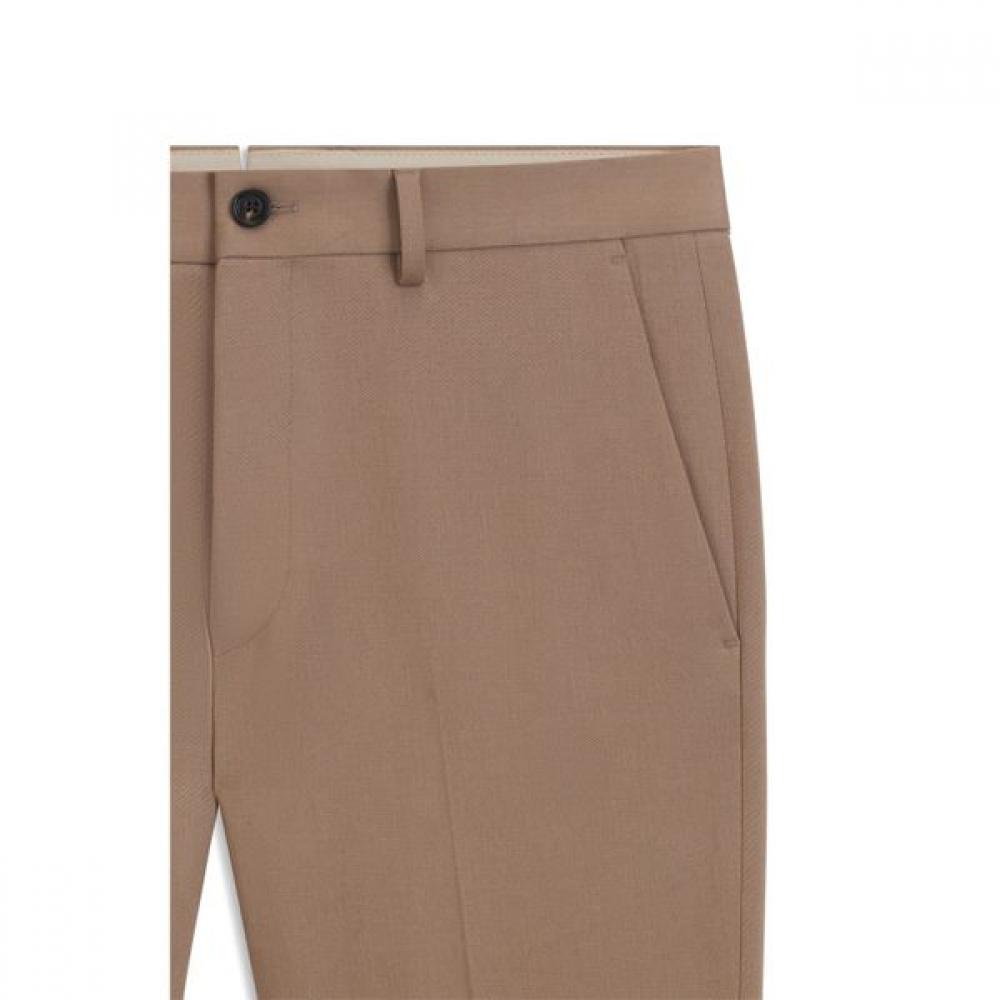 BOSS Slim Fit Cotton Blend Pants Open Beige