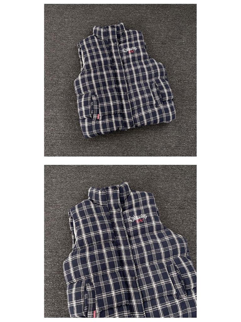 Unisex Retro Rutig Bomull Ärmlös Väst - Casual Lager-Ytterplagg för Höst/Vinter