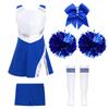Kids Girls Dance Outfit Round Neck Sleeveless Dress with Shorts Bowknot Headwear Hand Flowers Socks Cheerleading Uniform Outfits