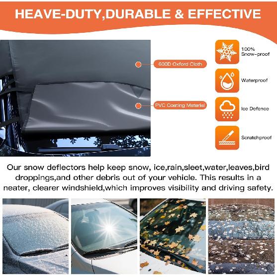 Car Windshield Cover For Ice And Snow, 600D Oxford Fabric Winter Frost Cover With Side Mirrors Cover, Frost Guard Windshield Cover For Car, SUV(68X
