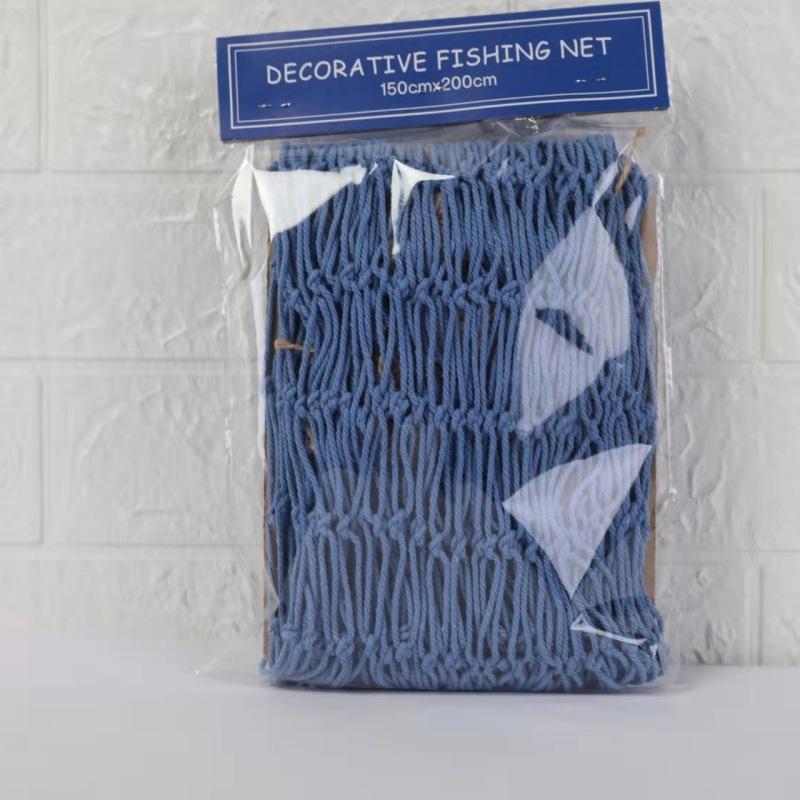 Mediterranean Decorative Fishing Net, Thick Thread Cotton and Linen Rope Shell Background Wall Creative Photo Decorative Hanging Net