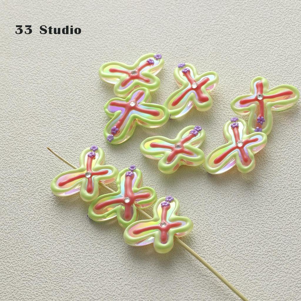 Pure Hand-painted Beads Stickers Diamonds Set Pearl Diy Jewelry Accessories Material Package Beads Car Pendant Cell Phone Chain Beads