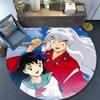 Inuyasha Round Area Rug,Carpet Rug for Living Room Bedroom Sofa Playroom Decor,Non-slip Floor Mat