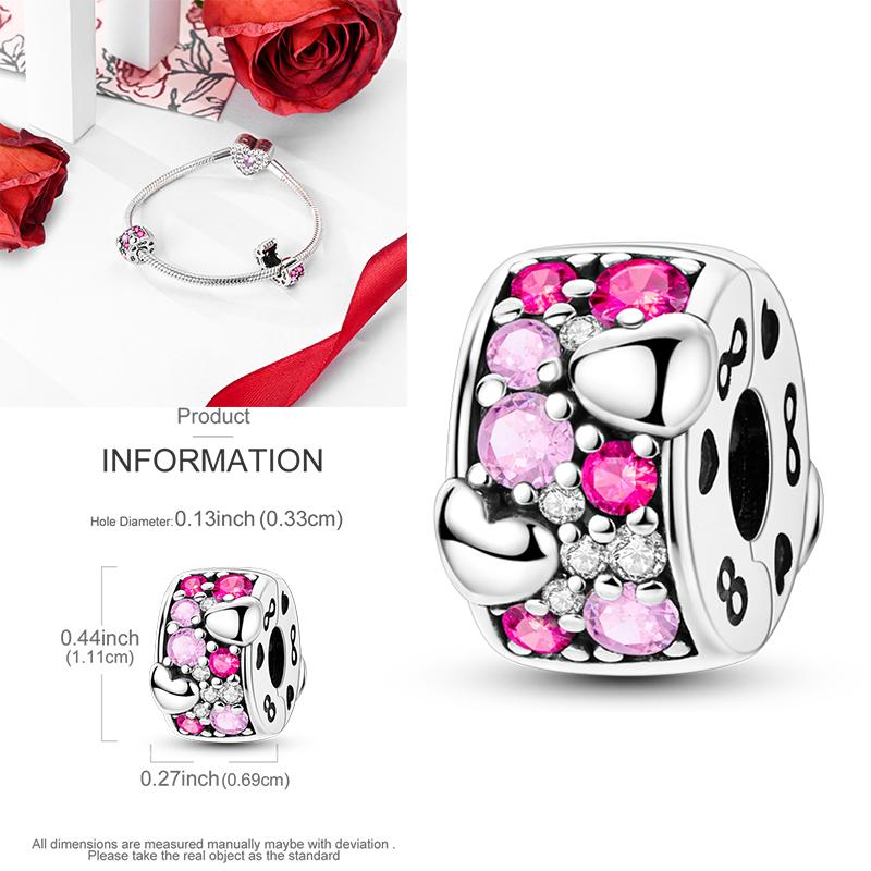 Cat Butterfly Daisy CZ Pave Clip Charm Bead Components Positioning Buckle Copper Metal Silicone Spacer Bead Components Compatible With Authentic