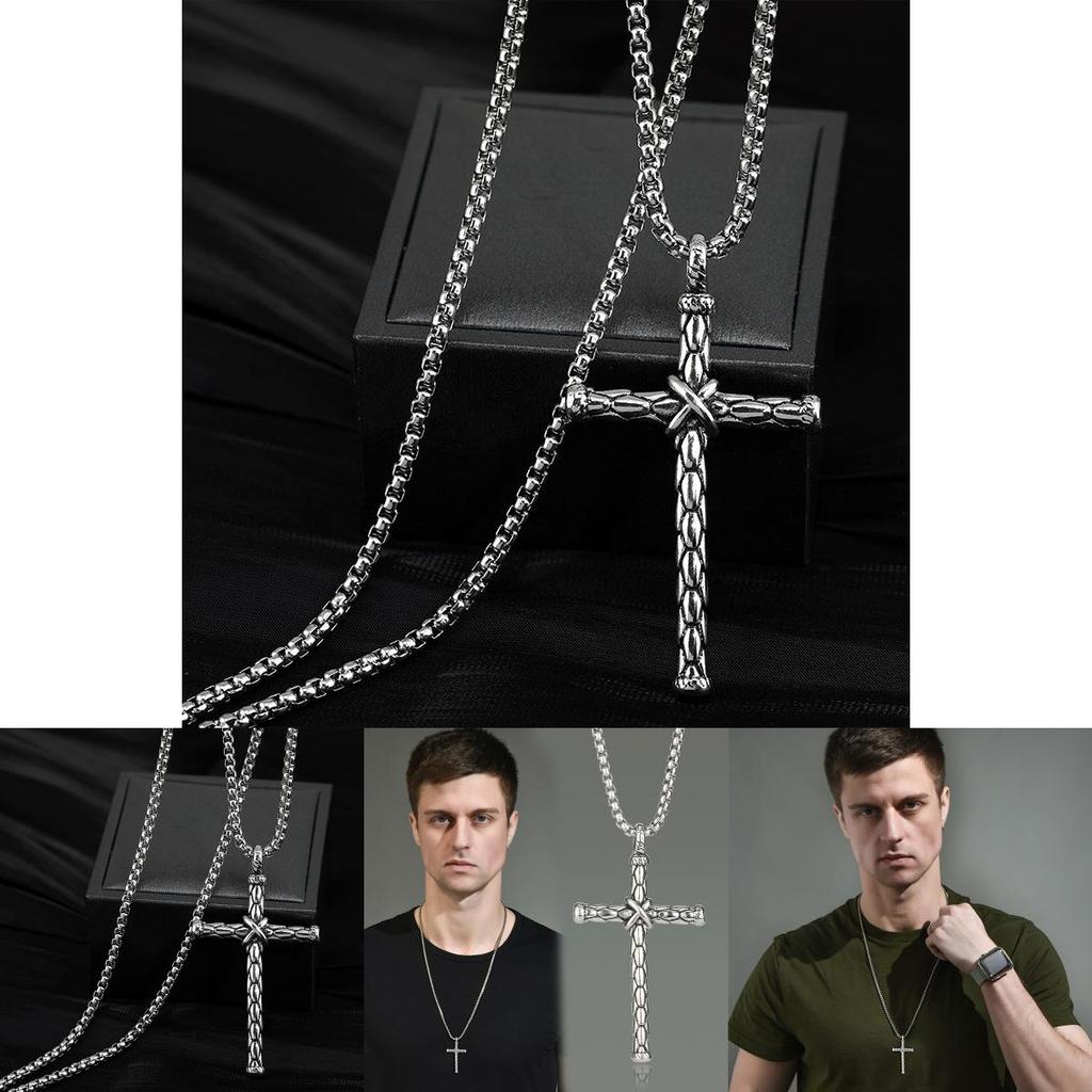 Szczęśliwy Magiczny Krzyż ze Stali Tytanowej Naszyjnik Dla Mężczyzn Unikalny Styl Hip Hop Streetwear