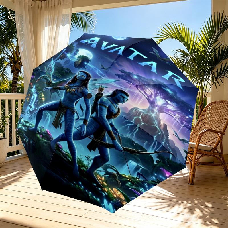 Avatar Print Automatic Open Close Umbrella, Portable Foldable Umbrella, for Outdoor Commute Camping Trip, Ideal Birthday Gift
