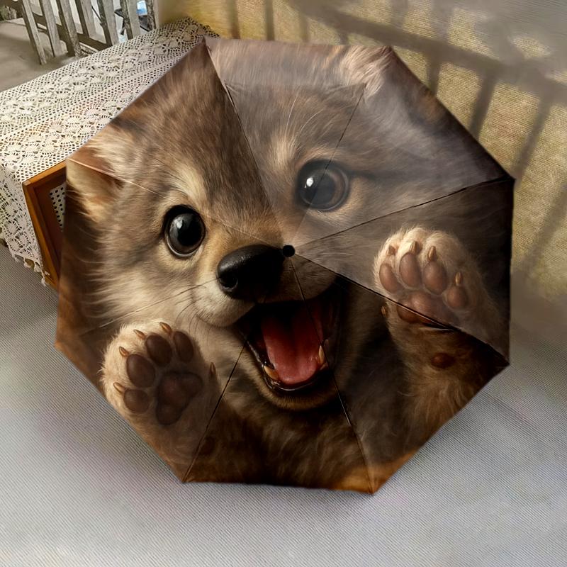 1 st Automatiskt Fällbart Paraply - Tecknat Mönster, Bärbar & Vikbar Design med 8 Ribbor, Jul- Födelsedagspresenter