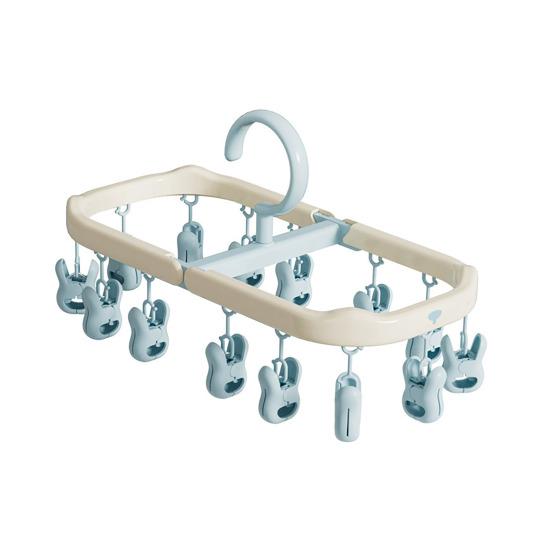 Socks Drying Rack with 14 Clips Foldable Hanging Rack Clothes Drying Rack with 360-Degree Rotatable Hook for Drying Socks Underwear Baby Clothes