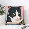 Whimsical Reading Cat Pillow Case Vintage Pillow Cover Comfy Pillowcases For Sofa Home Decor