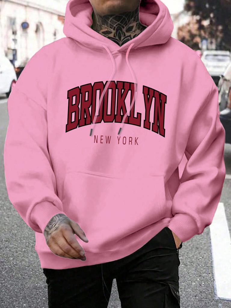 Brooklyn New York Printed Sweatshirt Men Harajuku Comfortable Hooded Fashion Soft Hoodies Autumn Fleece Warm Clothes