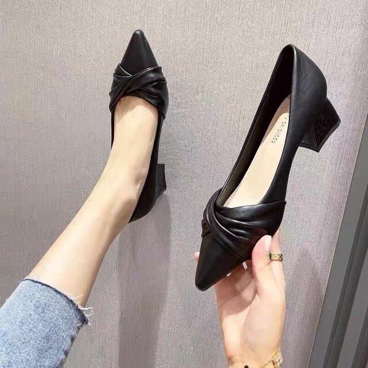 Anti-slip Shoes, Low-heeled High-heeled Shoes, Shallow-toe Pointed-toe Women's Single Shoes Devotion