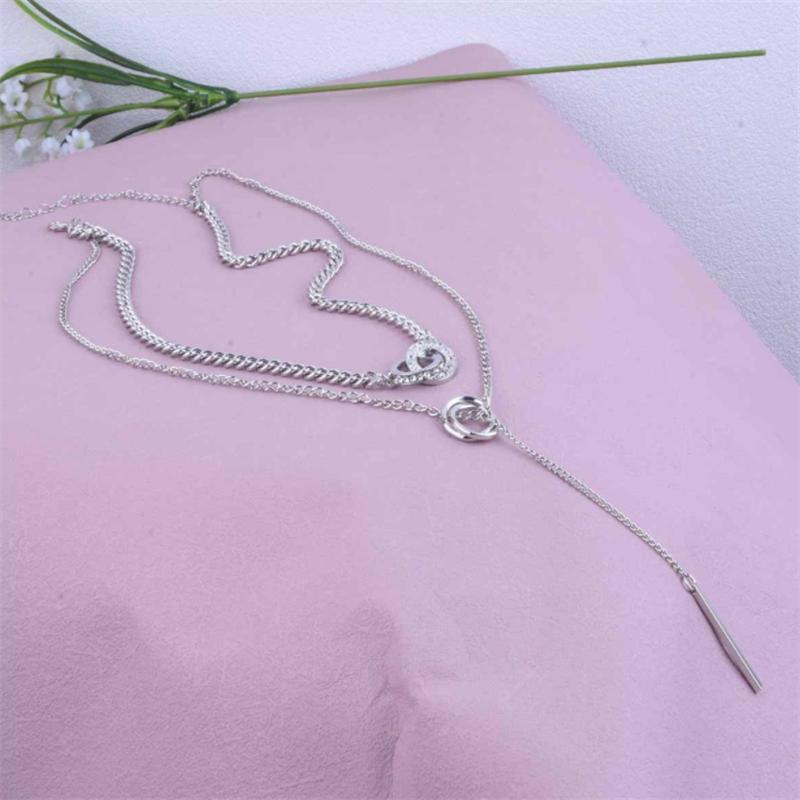 Vintage Double Round Charm Layered Necklace Women's Jewelry Layered Accessories for Girls Gifts Bohemian Fashion Pendant