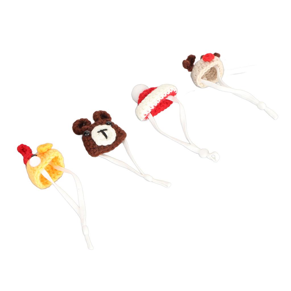 4 peças Chapéu Tricotado para Pequeno Animal Bonito Engraçado Moda Respirável Chapéu de Hamster com Alça Ajustável para Coelho Hamster Lagarto