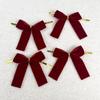 12pcs Small Velvet Bow Christmas Tree Decoration Xmas Bowknot Party Family Wedding Decor Gift Ribbon DIY Hanging Ornament