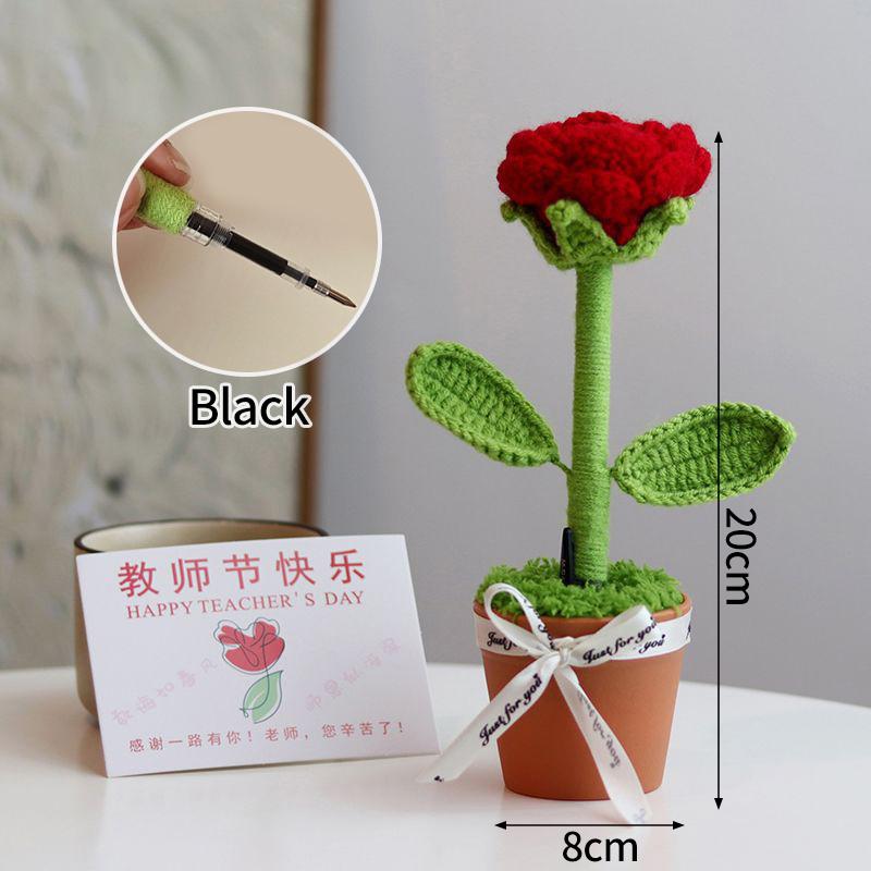 Crochet Handmade Sunflower with Potted Graduation Flowers Tulip Sunflower Crochet Flowers Teacher's Day Gift Home Decoration