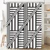 Bathroom Black White Shower Curtain With Modern Striped Print For Home Decor