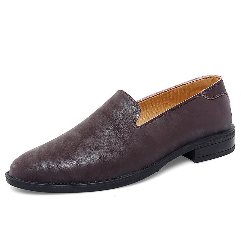 Fashion High Quality Brand Men's Leather Casual Shoes Soft Sole Comfortable Flat Bottom Loafers Classic Brown Men's Business Dress Shoes