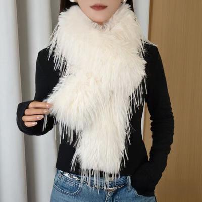 Cachecol Feminino Cor Sólida Imitação Penas de Peru Cachecol Longo Outono Inverno Cachecol Quente Diário Festa Streetwear