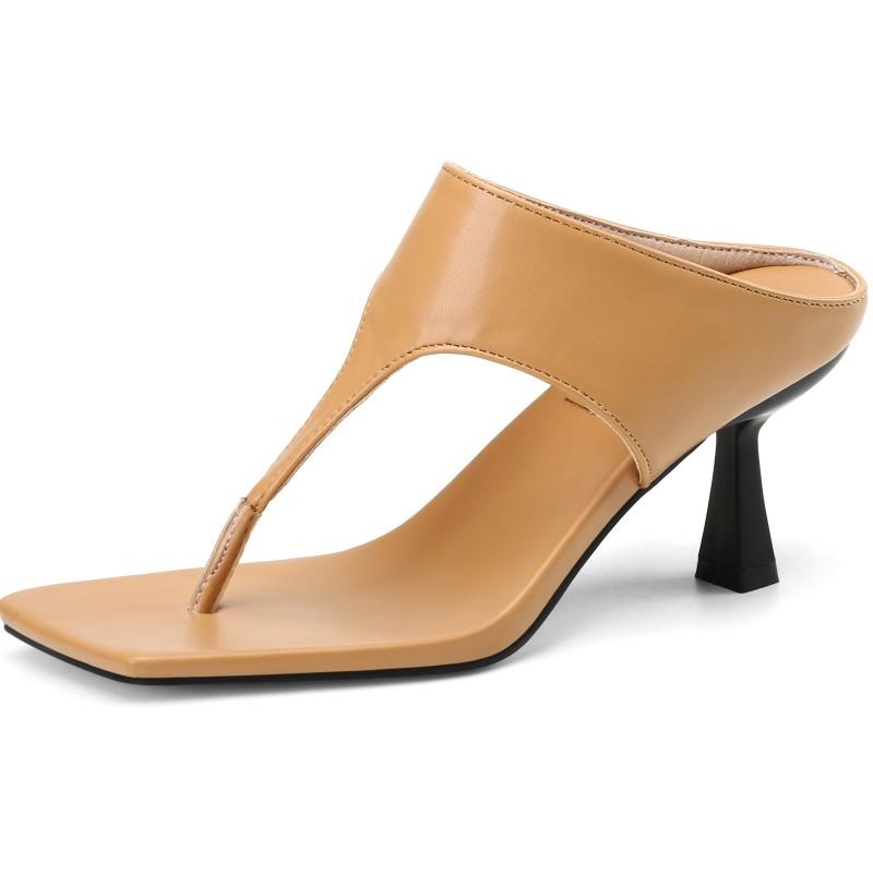 Fashion Elegant Flip Flops Summer Shoes Woman Black Green Slippers Sexy Thin High Heels Sandals Slides Shoes Lady Plus Size 45