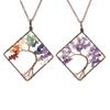 Handmade Vintage Tree of Life Necklace with Wire-Wrapped Natural Crushed Stone Crystal