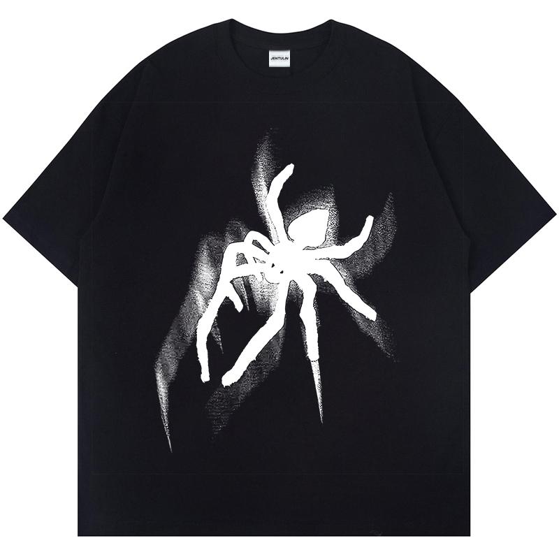 Hip Hop Tshirt Y2K Aesthetic Spider Streetwear TShirt Harajuku Punk Gothic Oversized T Shirt 2024 Hip Hop Loose Tops Tee Cotton