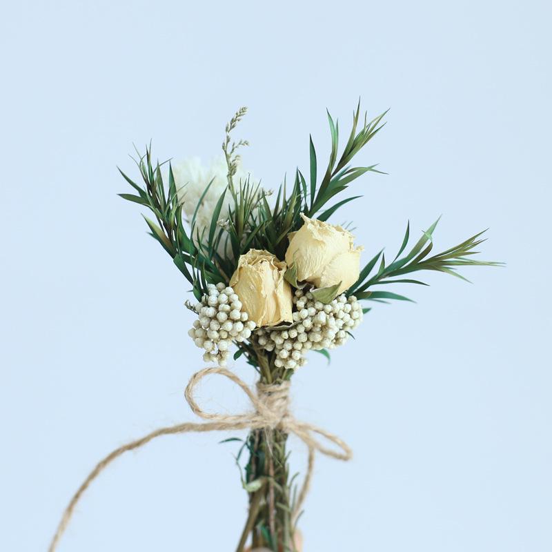 12cm Preserved Flower Boutonniere: Mini Bouquet for Bride, Bridesmaid, Wedding, Gift Box, Party Favor Decoration