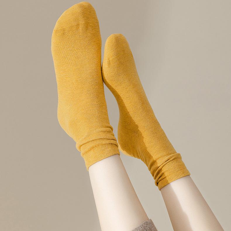 5 Pairs Autumn and Winter Women's Mid Calf Boneless Antibacterial Right Angle Socks