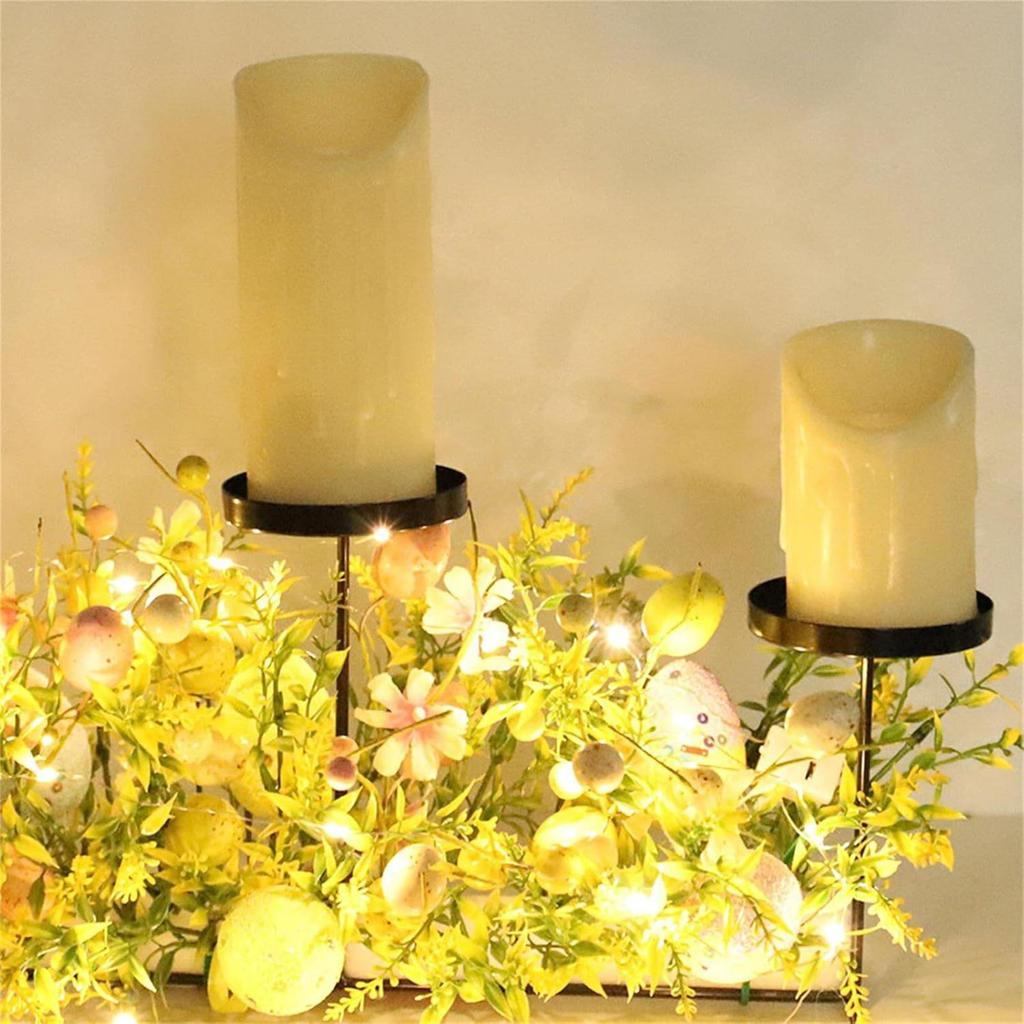 Easter Candle Holder 3-Tray Spring Metal Colorful Egg Desktop Decoration Table Iron Candle Holder Decor For Dining Living Room