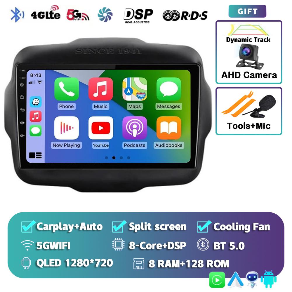 Android 14 Carplay Auto Car Radio For Jeep Renegade 2016-2020 GPS Navigation Multimedia Video Player Autoradio Stereo WIFI+4G BT
