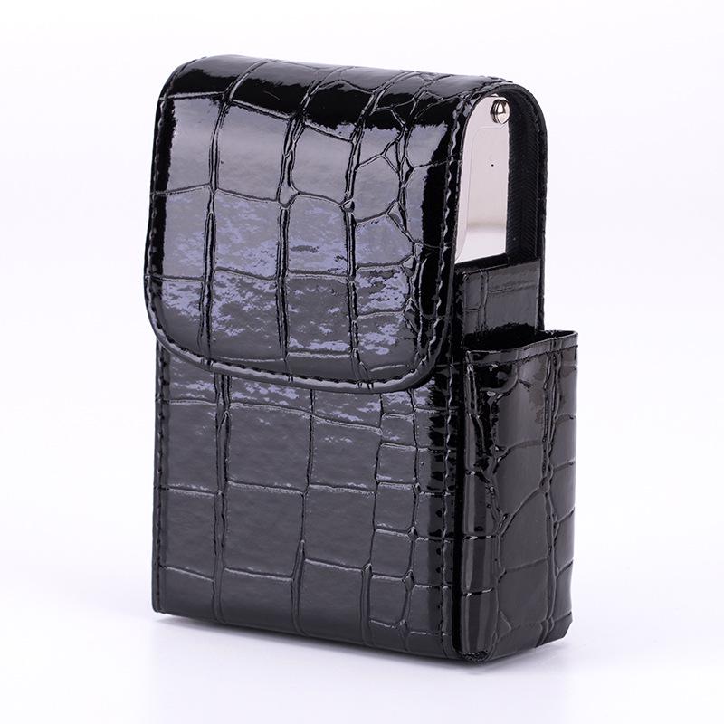 Men's Leather Cigarette Case with Integrated Lighter - 20-Stick Capacity, Stainless Steel, Flip-Top Design