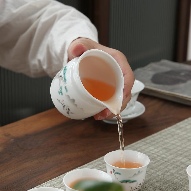 High White Porcelain Kung Fu Tea Set, Household Blue and White Ceramic Tea Maker, Cover Bowl Teacup, High-end Tea Set, Complete Set
