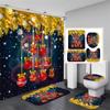 Santa Christmas Shower Curtain Set Bath Mat Anti -Slip Carpet Bathroom Partition Waterproof Home Decoration Cortinas Para Ba ñO