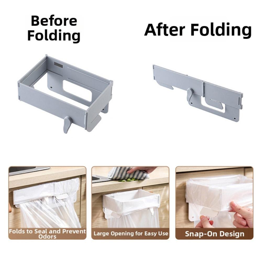 Hanging Trash Can Trash Bag Holder Indoor And Outdoor Use No-drill Installation Collapsible Design Fits Grocery Bags