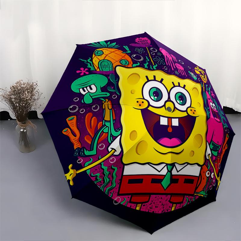 1pc Excited SpongeBob Automatic Opening and Closing Folding - A Good Choice for Gifts, Fashionable and Convenient Umbrella With Cute Cartoon Character