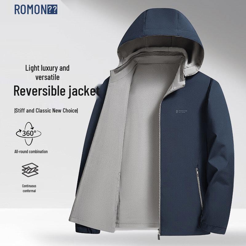 Romon Men s Reversible Detachable Hooded Jacket 195