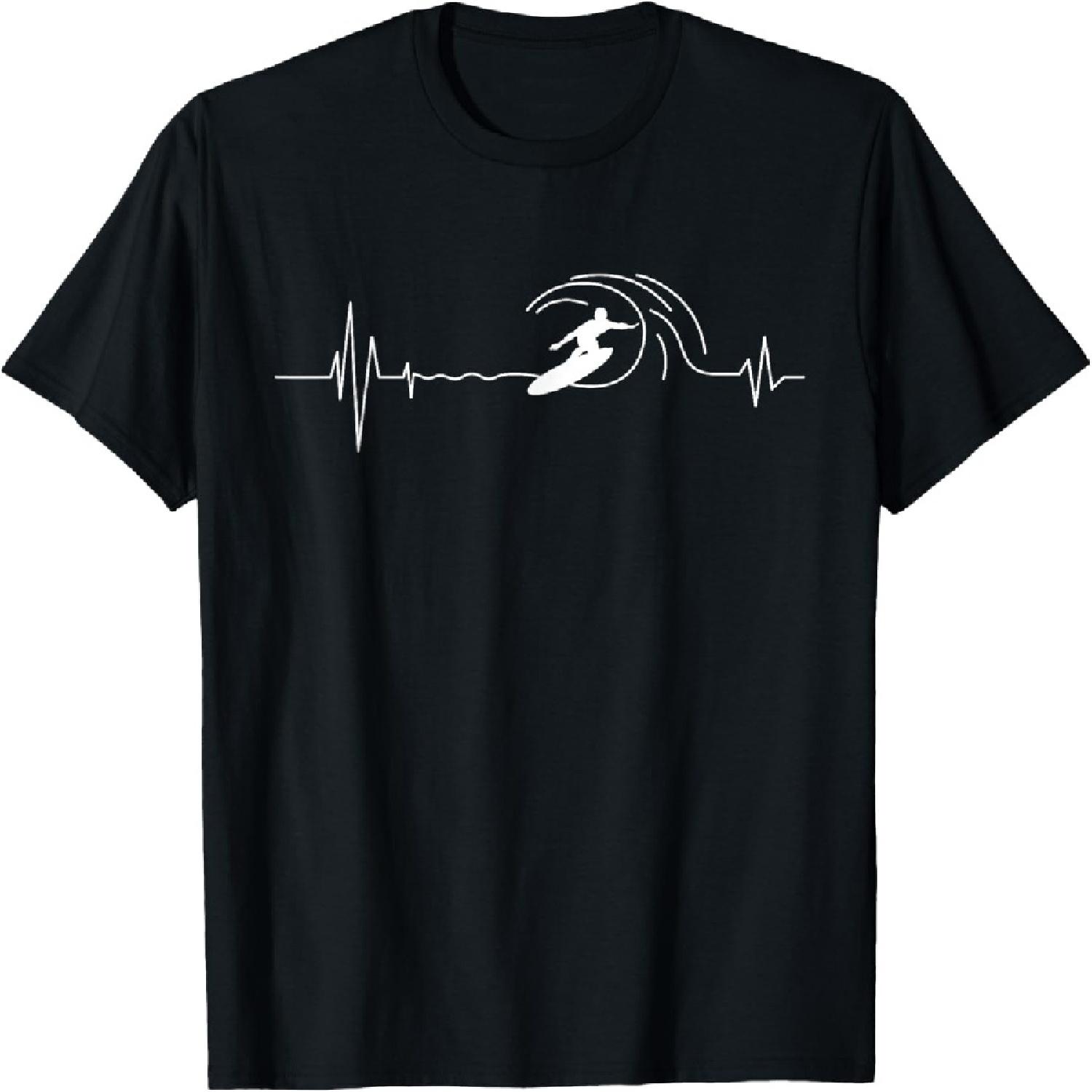 Big Wave Surfing Heartbeat - Surfers Beach Lover Surfboard T-Shirt for Men Women Girls Kids XXXXXL разноцветный