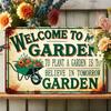 Vintage Metal Welcome To My Garden Sign 2D Flat Wall Art Rustic Farmhouse Decor Tinplate Outdoor Indoor Home Decoration